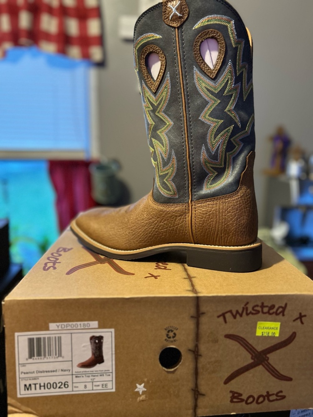 Twisted X  Peanut Brown & Navy Western Pull-On Boots